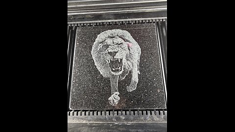 CO2 Laser Engraving Charging Lion onto Granite Monument