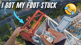 Getting My Foot STUCK On Top Of 100 Meter Crane!