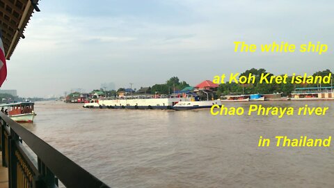 The White ship at Koh Kret island Chao Phraya river in Thailand