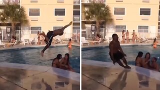 Pool jump ends in disastrous epic fail