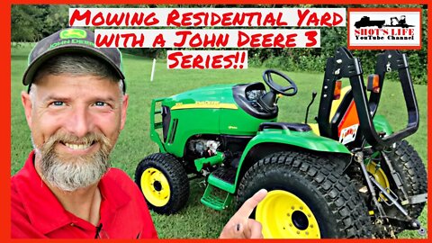 Mowing a residential yard with a John Deere 3 Series tractor! | Shots Life