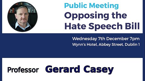 Professor Gerard Casey - Public Meeting, Opposing the Hate Speech Bill, Dublin, Ireland - 07 Dec 2022