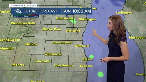 Cloudier and cooler Sunday with some sprinkles