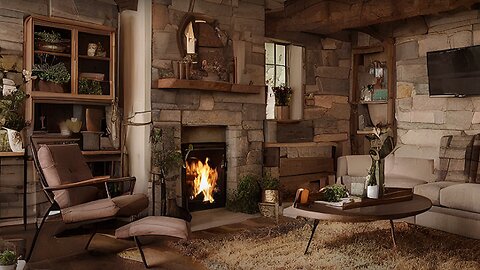 Relax with a cozy fireplace and jazz music.
