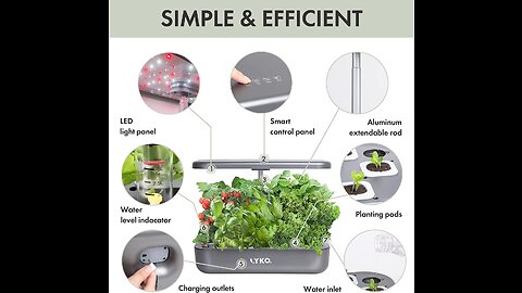 Hydroponics Growing System 12 Pods Indoor Garden 139 LED Full-Spectrum Grow Light Indoor Herb G...