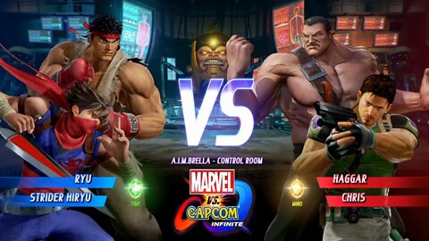 Ryu & Strider Hiryu VS Haggar & Chris Marvel vs Capcom Infinite