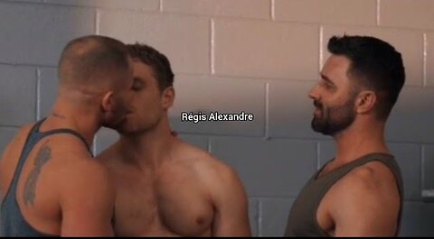 Gay Kissing men gym bodybuilding