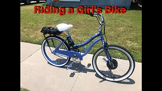 Riding a Little 24" Huffy Girl's Cruiser with a 48 Volt 500 Watt Front Wheel Drive