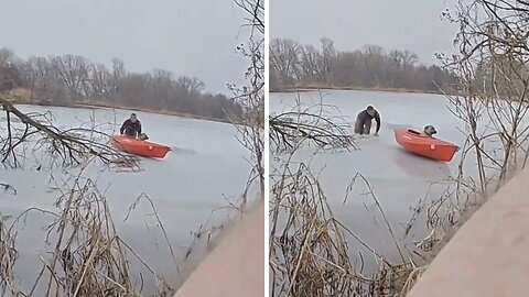 LSO first responders rescue dog that fell through the ice