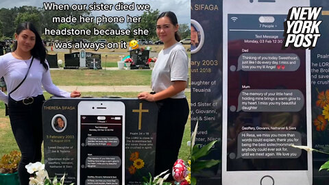 A New Zealand family has erected a giant iPhone headstone for their phone-obsessed teenager after her tragic death