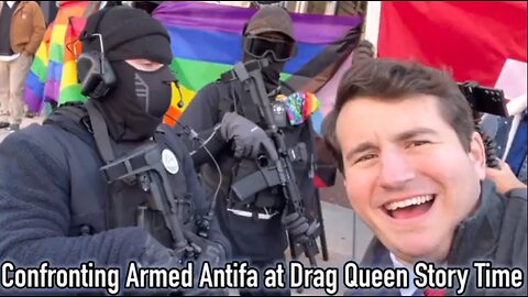 Alex Stein confronting armed Antifa at drag queen story time in Denton, Texas