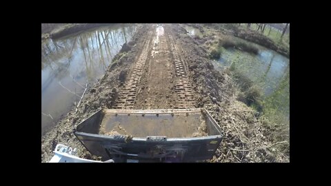 Time lapse & Bobcat skid steer dirt work, washed out pond dam repair @8 acre investment property