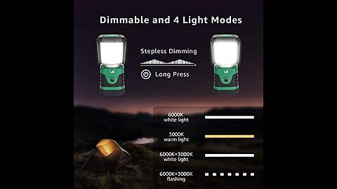 LE LED Camping Lantern Rechargeable, 1000LM, 4 Light Modes, 4400mAh Power Bank, IP44 Waterproof...