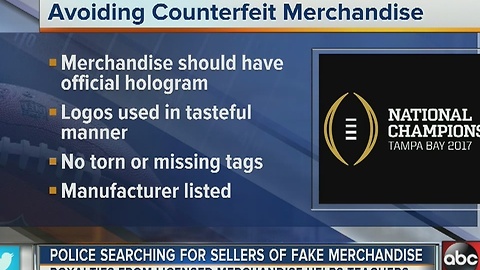 Police searching for sellers of fake merchandise near National Championship