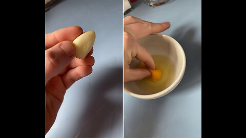 If you rub garlic on your fingers, you can pick up and egg yolk!