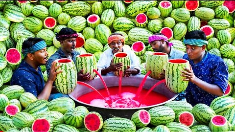 WATERMELON JUICE | Farm Fresh Fruit Juice Making | Watermelon Craft |#reaction