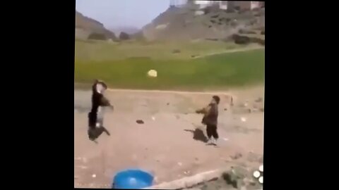 goat loves to play ball with the kids