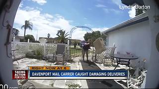 USPS carrier caught throwing package, swearing at teenager