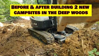 Building a New Camper AND Fifth Wheel Site Deep in the Woods-clearing land-bobcat e42 mini excavator