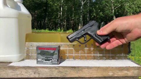 380 Ruger LCP Max and 85 grain Winchester Silvertip ballistic gel and chronograph test