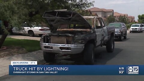 Arizona man's truck goes up in flames after lightning strike
