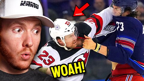 NOOB Hockey FAN reacts to Rangers And Devils Engage In A Line Brawl Moments After Puck Drop