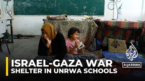 Tens of thousands of displaced Palestinians are sheltering in schools run by UN refugee agency