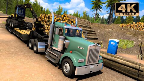 Kenworth W900 with Excavator | ATS Gameplay "4K"