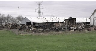 Large fire in Jackson County's Tompkins Township takes out four barns