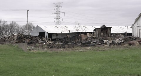 Large fire in Jackson County's Tompkins Township takes out four barns