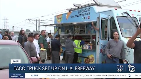 Taco truck set up on LA freeway?