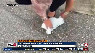 Woman finds 'Walking Catfish' in parking lot.