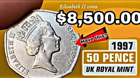 🔴UK 50 Pence Most Valuable UK Fifty Pence1997 Coin worth up $8,322 Fifty pence Coins worth money!
