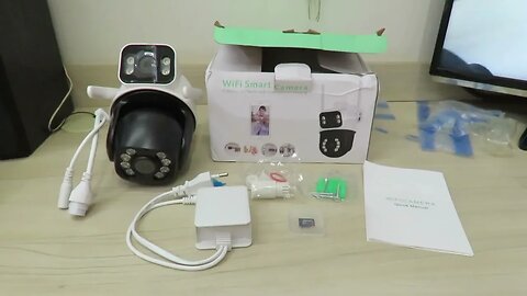 Camera WiFi BESDER 8MP PTZ com Visão Noturna, Tela Dupla, e Detecção de Humanos