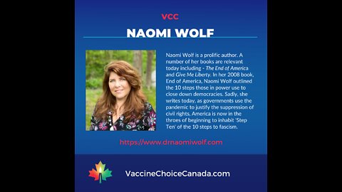 Naomi Wolf - Canadians are at risk of forgetting what a Free Canada looks like.”
