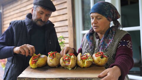 Best Potato Dish EVER - Turkish Stuffed Potato KUMPIR, Country Life Vlog