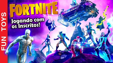 Fortnite - LIVE jogando COM OS INSCRITOS e usando Surfista Prateado!