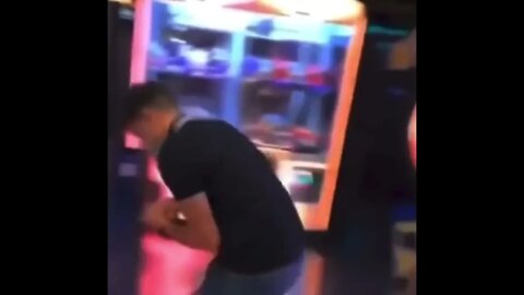 Boxing Machine Punching Bag Boxes Back Leaving Guy With Sore Hand Fail