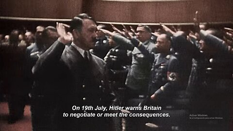 Eventos de la Segunda Guerra Mundial a todo color El Führer en una gran conferencia nazi
