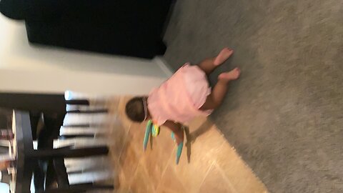 Baby girl crawls for first time