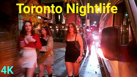 【4K】Downtown Toronto Night Walk | Toronto Nightlife Clubs
