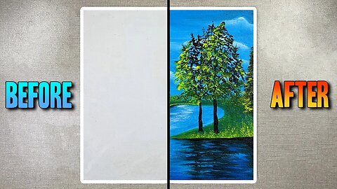 How to Paint Tree Lake On Canvas / Acrylic Painting