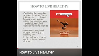 How to live Healthy