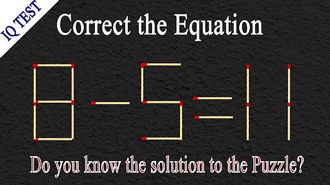 Move 1 matchstick to make the equation correct, Matchstick puzzle✔ #matches #mindtest #matchstick