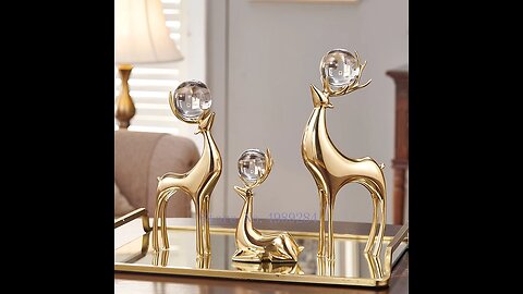 Creativity Metal Simulation Animal Deer Copper Golden Crystal Ball Crafts