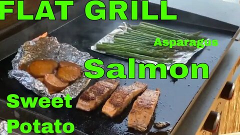 Salmon Sweet Potato Asparagus DINNER ON THE Blackstone GRILL