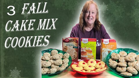 3 FALL CAKE MIX COOKIES | Holiday Baking using Boxed Cake Mixes and Fall Flavors