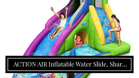 ACTION AIR Inflatable Water Slide, Shark Bounce House with Slide for Wet and Dry, Playground Se...