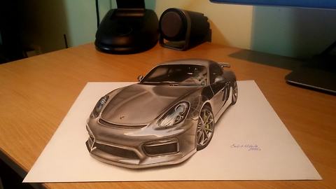 Incredible anamorphic 3D Porsche artwork by Nikola Culjic