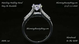 BBR 736 Wide Band Floating Diamond Engagement Ring Made By Hand In The USA
